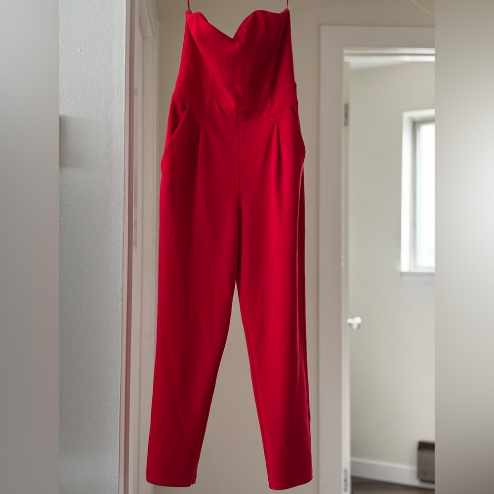 Express Red Strapless Jumpsuit NWOT